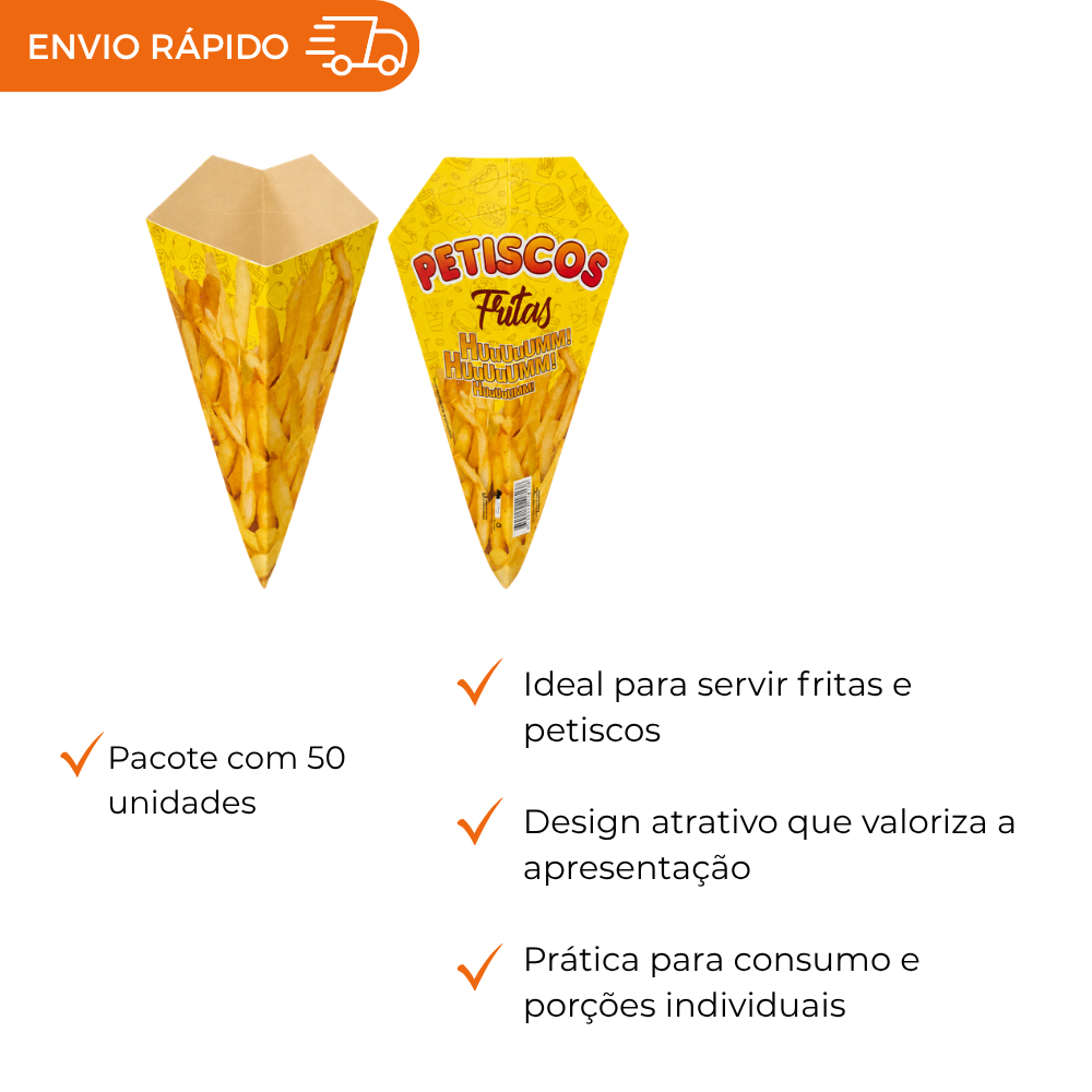 EMBALAGEM CONE BATATA FRITA PEQUENO - PC C/50