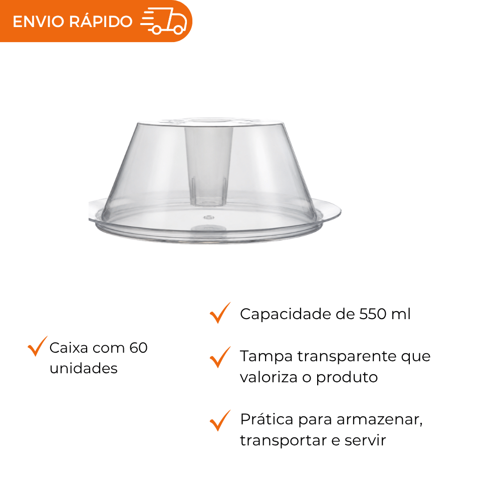 FORMA PUDIM C/TAMPA  500ML - PW64 TWH - CX C/12X5
