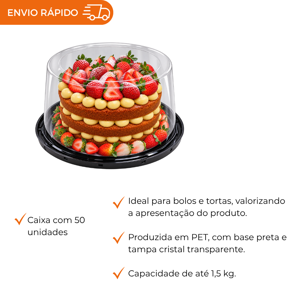 EMBALAGEM PET TORTA MINI PT -  D 50A NY - CX C/50