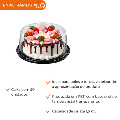 EMBALAGEM PET TORTA MINI PT -  D 50M NY - CX C/50