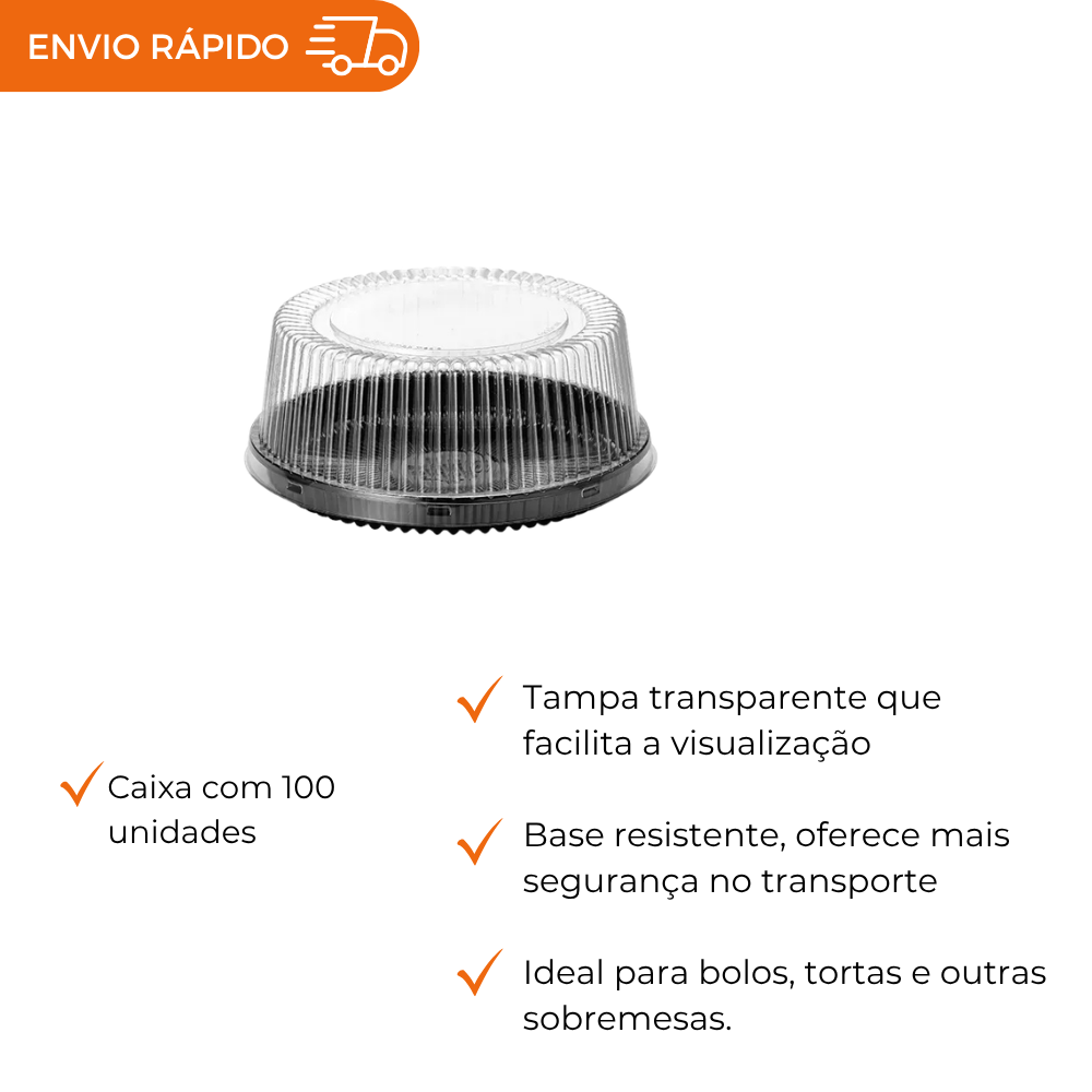 EMBALAGEM PET TORTA MINI PT - G 32MM - CX C/100