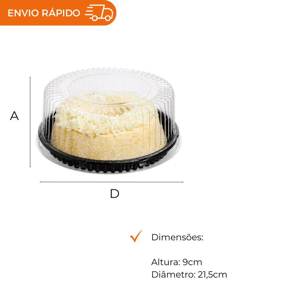 EMBALAGEM PET TORTA MINI PT - D 32M - CX C/100