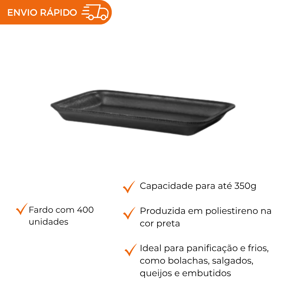 BANDEJA B2 RASA PRETA - TRL-02 - FD C/4X100