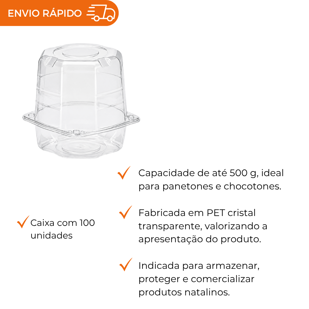EMBALAGEM PET PANETONE CR - G 33 - CX C/100
