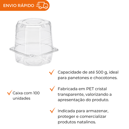 EMBALAGEM PET PANETONE CR - G 33 - CX C/100
