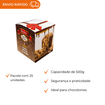 CAIXA P/ PANETONE GOTAS CHOCOLATE - PC C/25