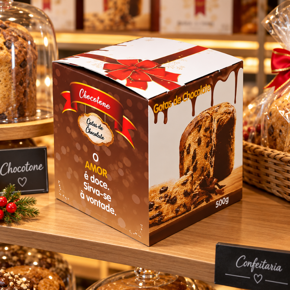 CAIXA P/ PANETONE GOTAS CHOCOLATE - PC C/25