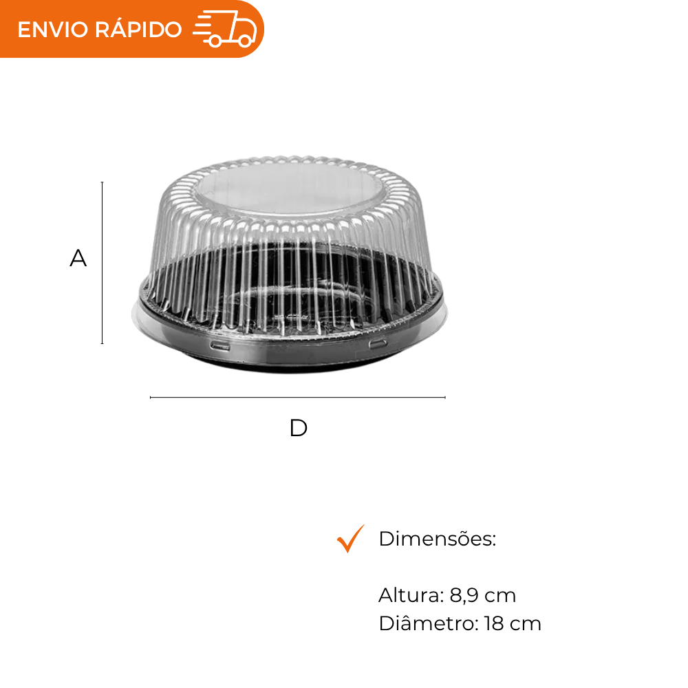 EMBALAGEM PET TORTA ALTA PT - G 35MA - CX C/100