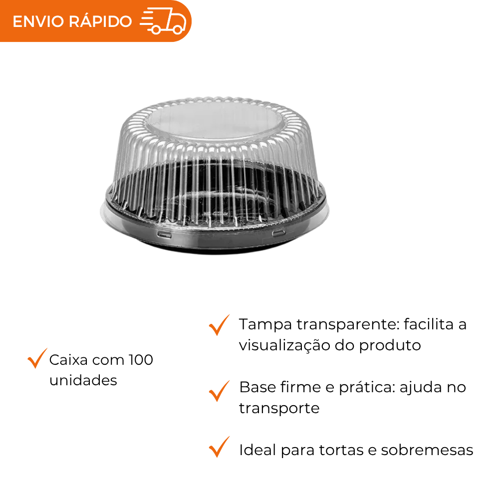 EMBALAGEM PET TORTA ALTA PT - G 35MA - CX C/100