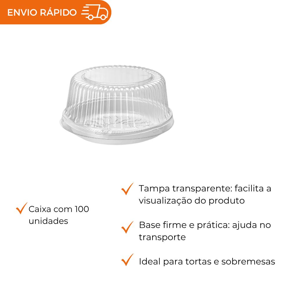 EMBALAGEM PET TORTA ALTA BR - G 35MA - CX C/100