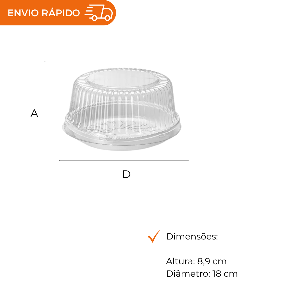 EMBALAGEM PET TORTA ALTA BR - G 35MA - CX C/100