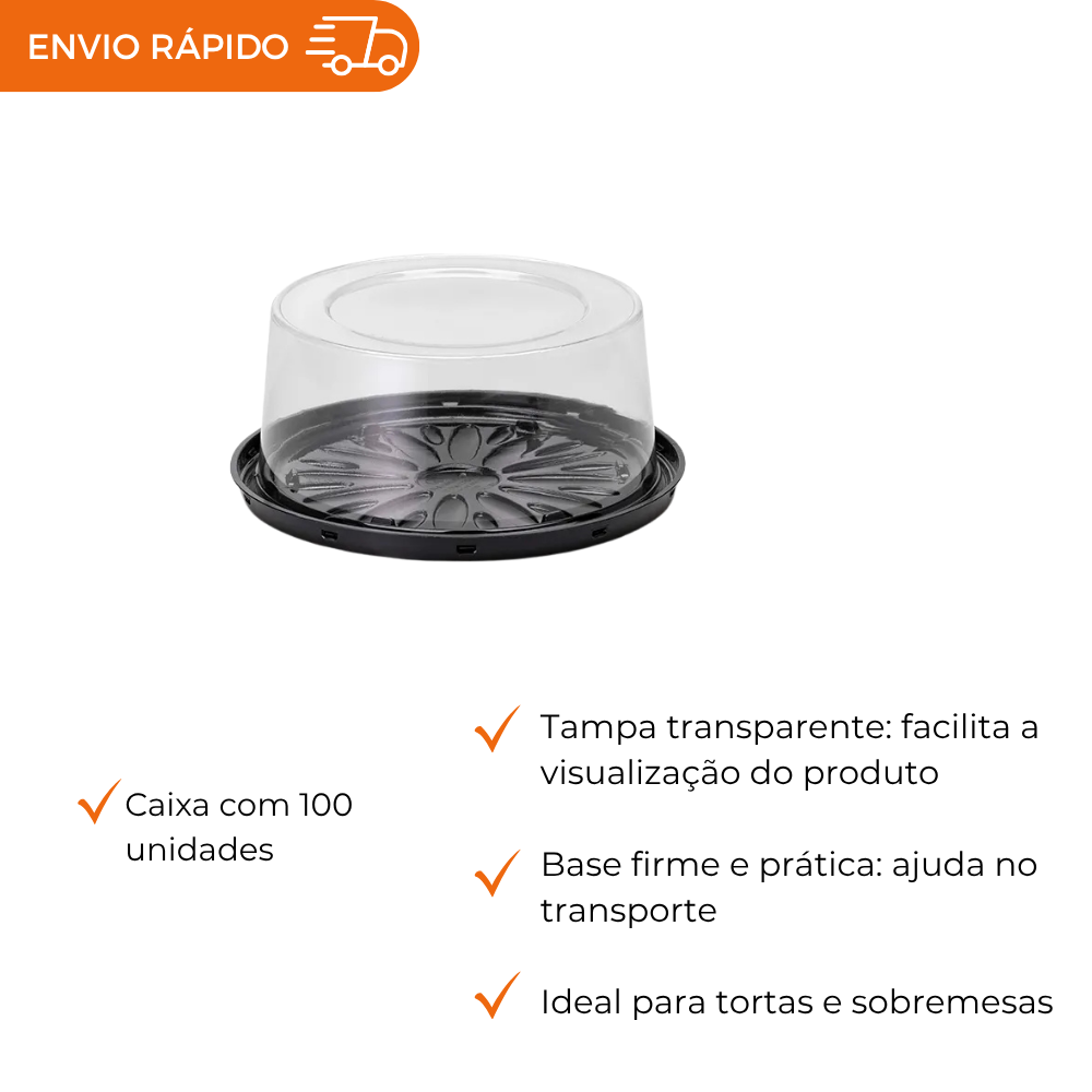 EMBALAGEM PET TORTA MINI PT - G 32CT - CX C/100