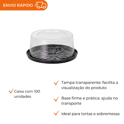 EMBALAGEM PET TORTA MINI PT - G 32CT - CX C/100