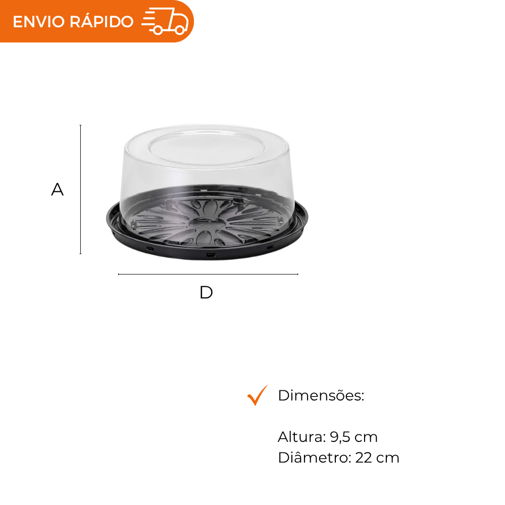 EMBALAGEM PET TORTA MINI PT - G 32CT - CX C/100