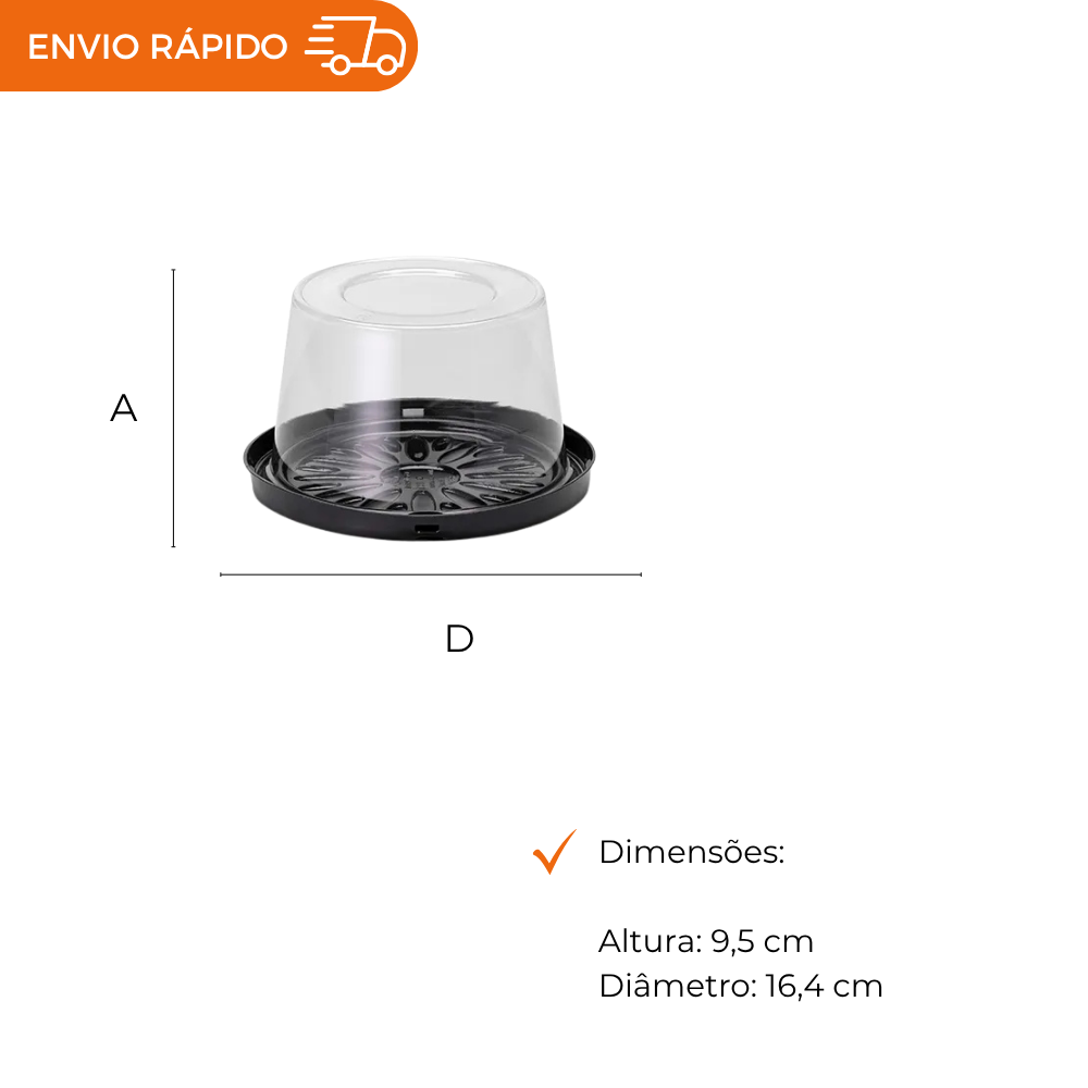 EMBALAGEM PET TORTA MINI PT - G 31CT - CX C/100