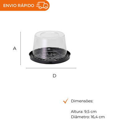 EMBALAGEM PET TORTA MINI PT - G 31CT - CX C/100