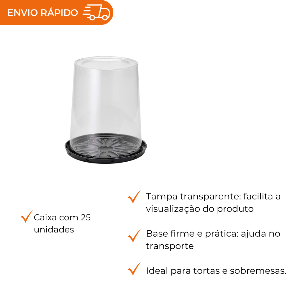 EMBALAGEM PET TORTA ALTA PT - G 55CT - CX C/25