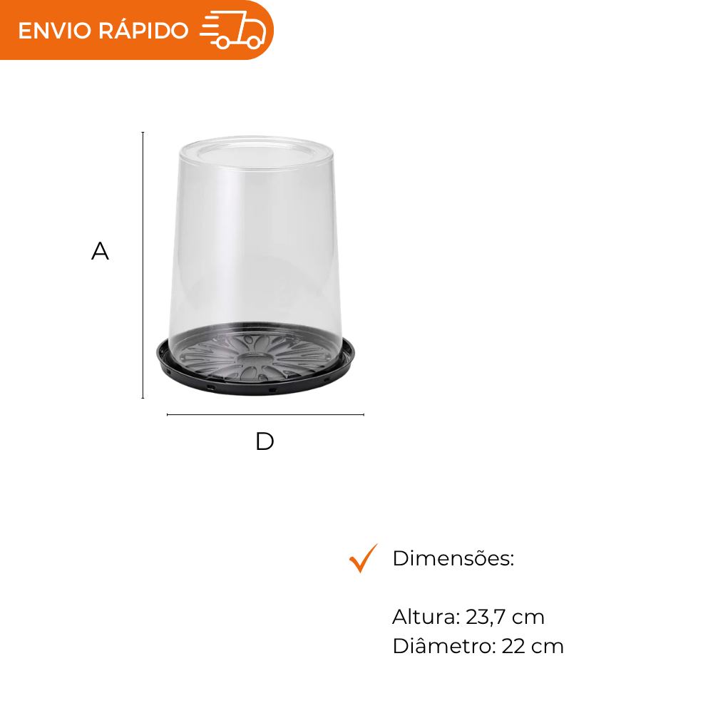 EMBALAGEM PET TORTA ALTA PT - G 55CT - CX C/25