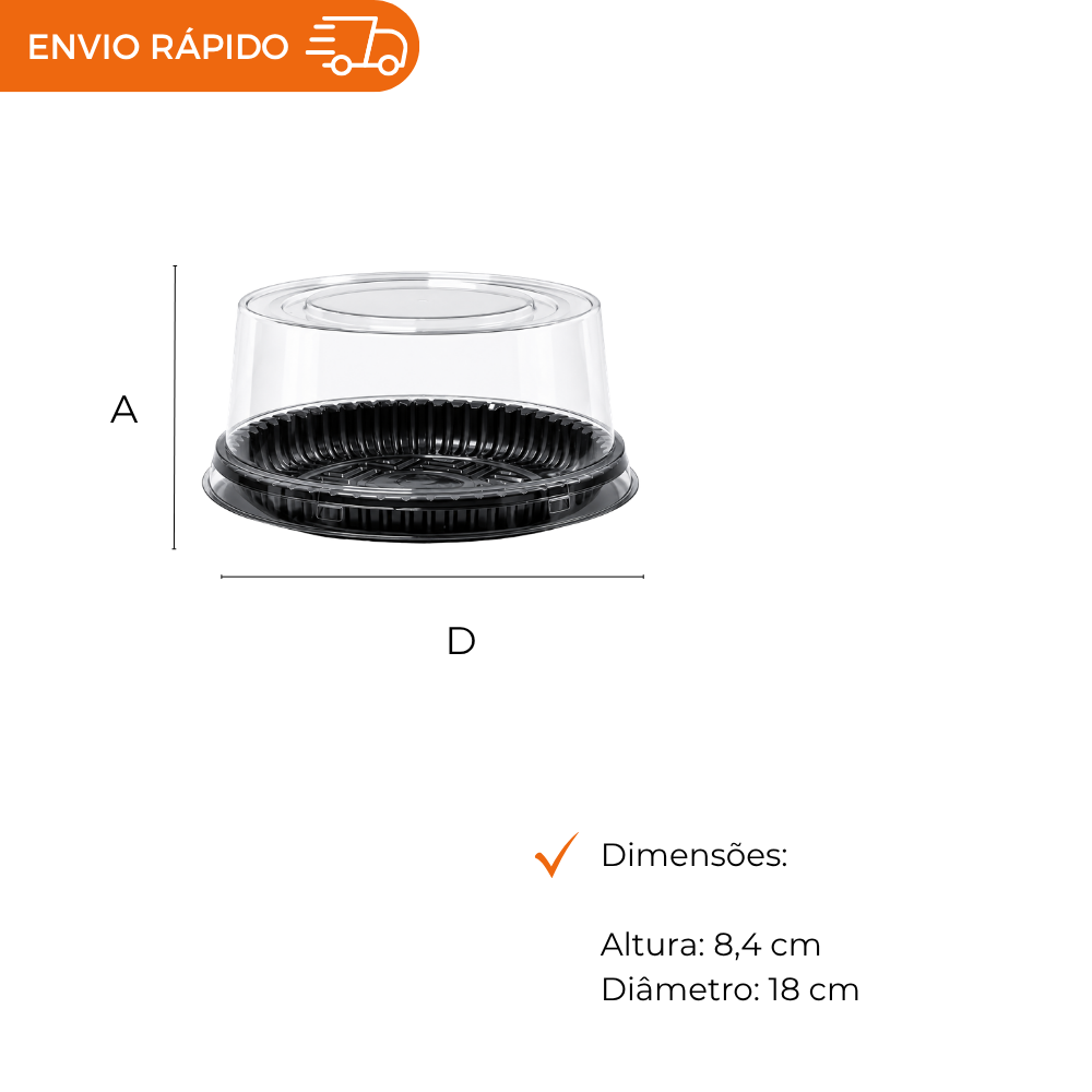 EMBALAGEM PET TORTA MINI PT - P 35AP - CX C/100