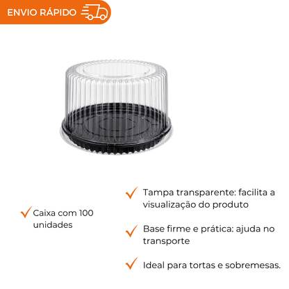 EMBALAGEM PET TORTA MINI PT - D 32A - CX C/100