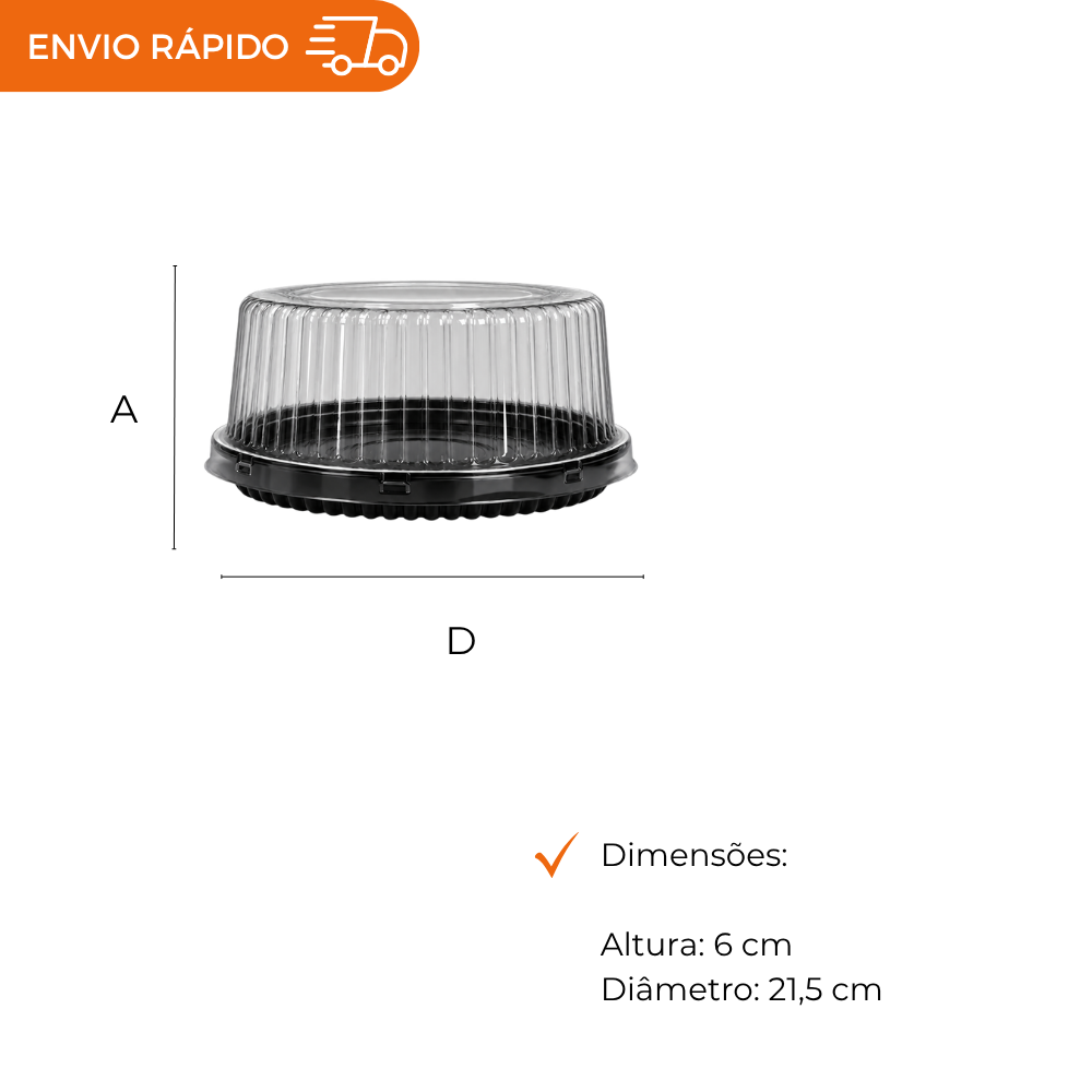 EMBALAGEM PET TORTA MINI PT - D 32B - CX C/100