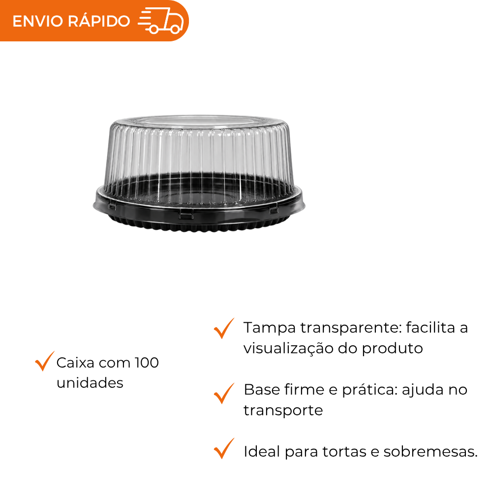 EMBALAGEM PET TORTA MINI PT - D 32B - CX C/100