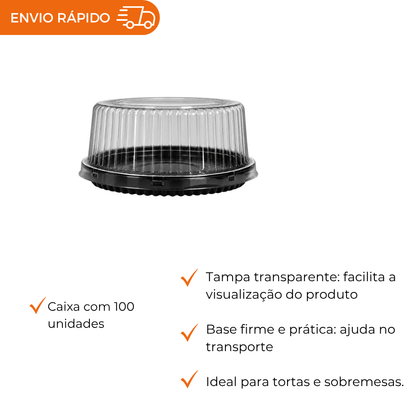 EMBALAGEM PET TORTA MINI PT - D 32B - CX C/100