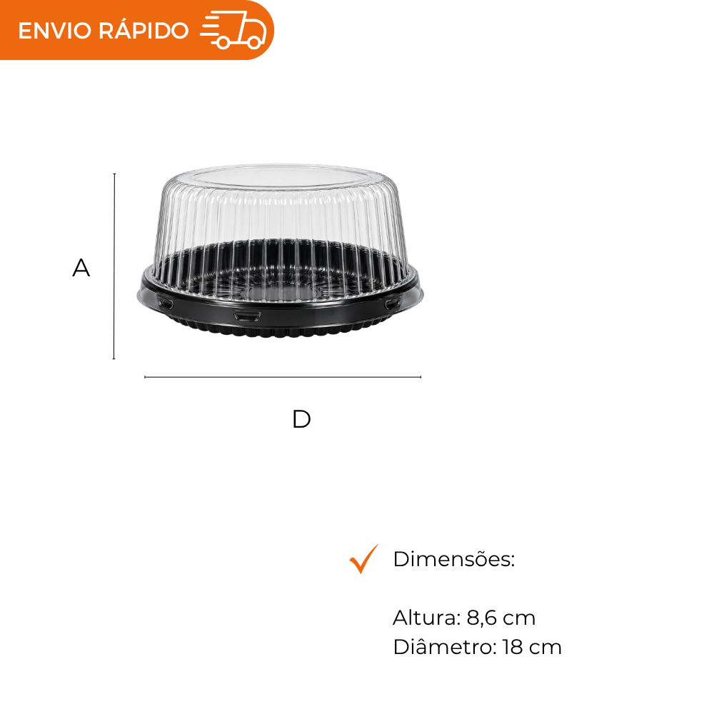 EMBALAGEM PET TORTA MINI PT -  D 35A - CX C/100