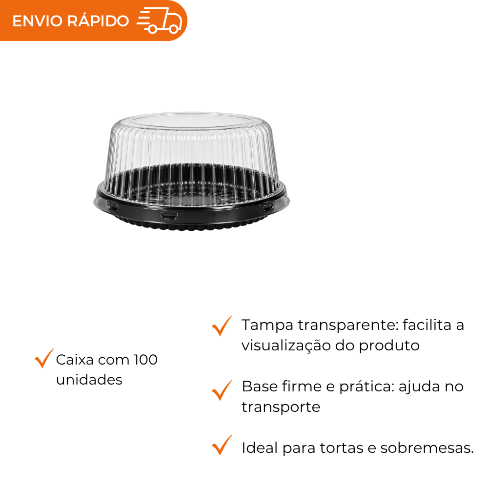 EMBALAGEM PET TORTA MINI PT -  D 35A - CX C/100