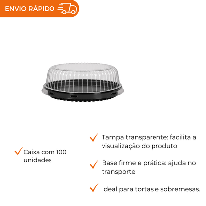 EMBALAGEM PET TORTA MINI PT- D 35B - CX C/100