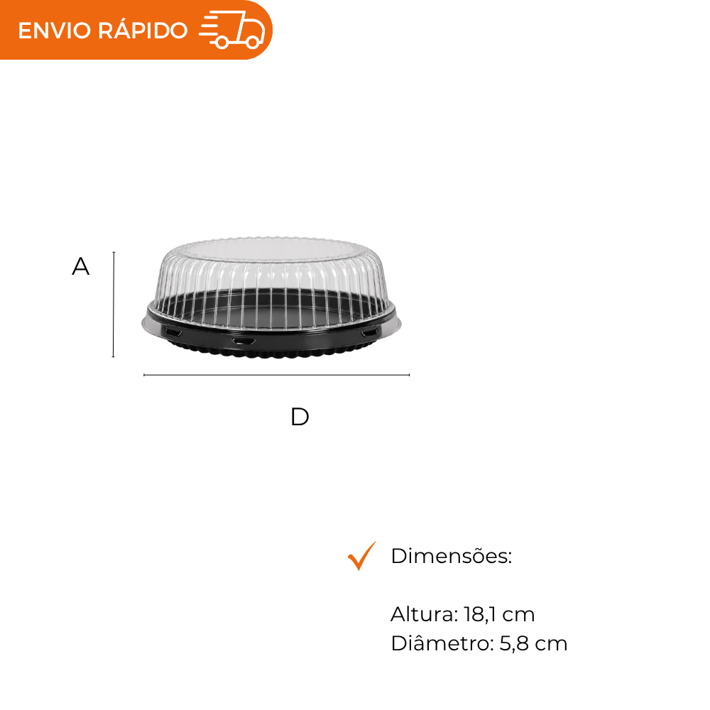 EMBALAGEM PET TORTA MINI PT- D 35B - CX C/100