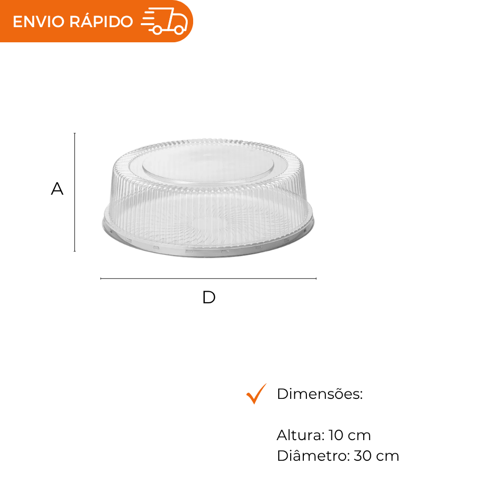 EMBALAGEM PET TORTA GRANDE BR - G 60MM - CX C/50