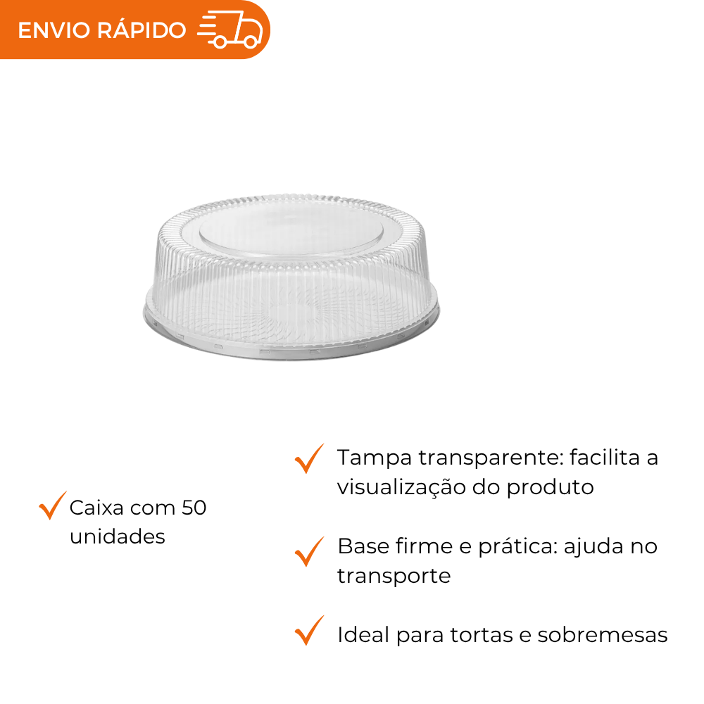 EMBALAGEM PET TORTA GRANDE BR - G 60MM - CX C/50