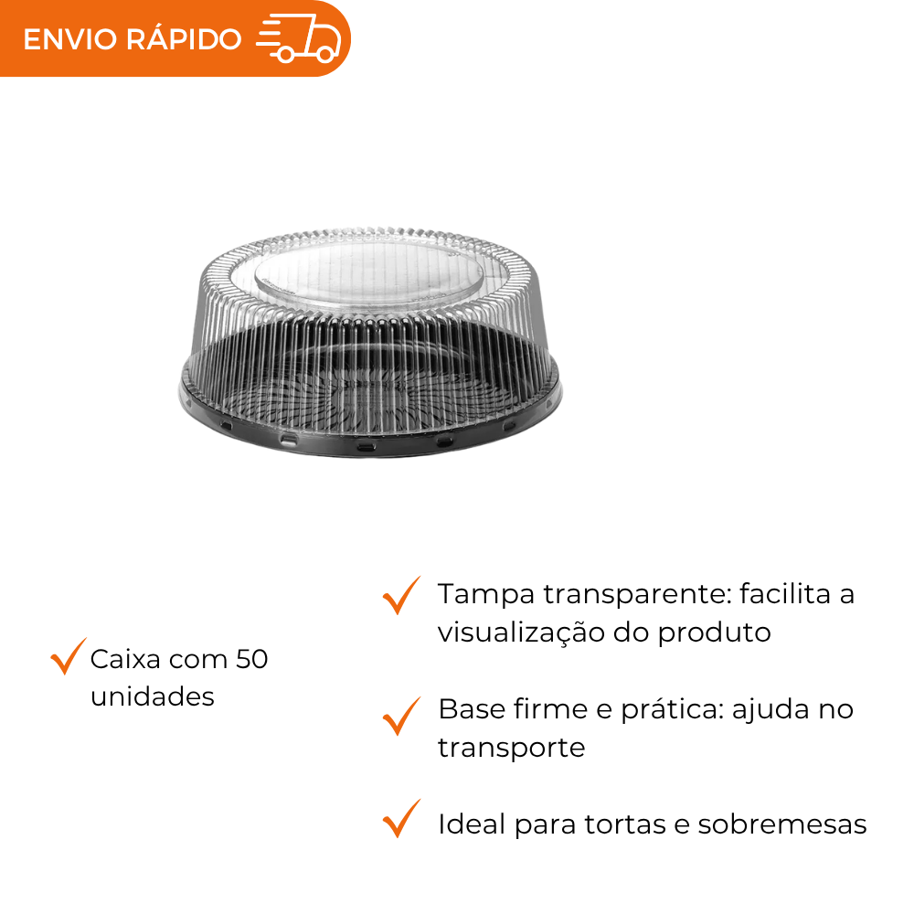 EMBALAGEM PET TORTA MEDIA PT - G 56MM - CX C/50