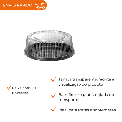 EMBALAGEM PET TORTA MEDIA PT - G 56MM - CX C/50