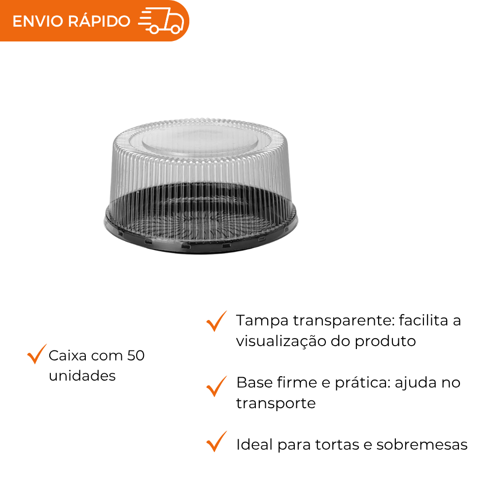 EMBALAGEM PET TORTA MEDIA PT - G 56MA - CX C/50