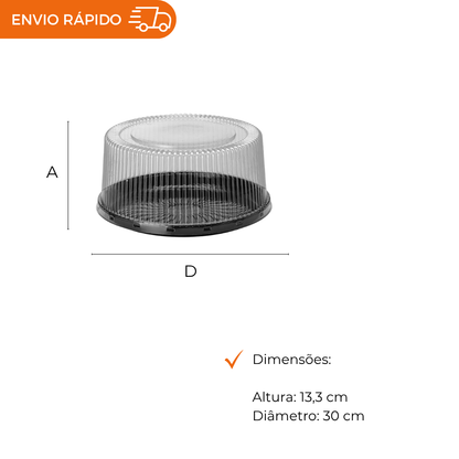 EMBALAGEM PET TORTA MEDIA PT - G 56MA - CX C/50