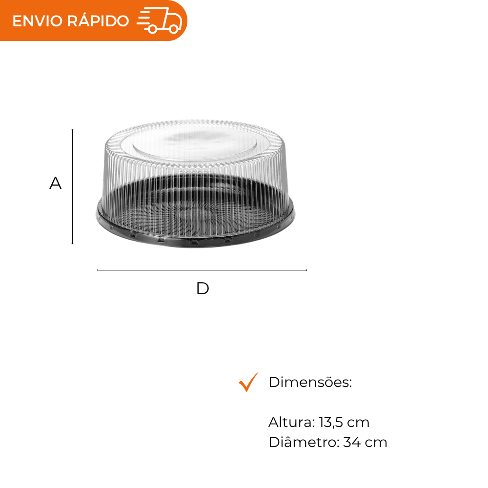 EMBALAGEM PET TORTA GRANDE PT - G 60MA - CX C/50