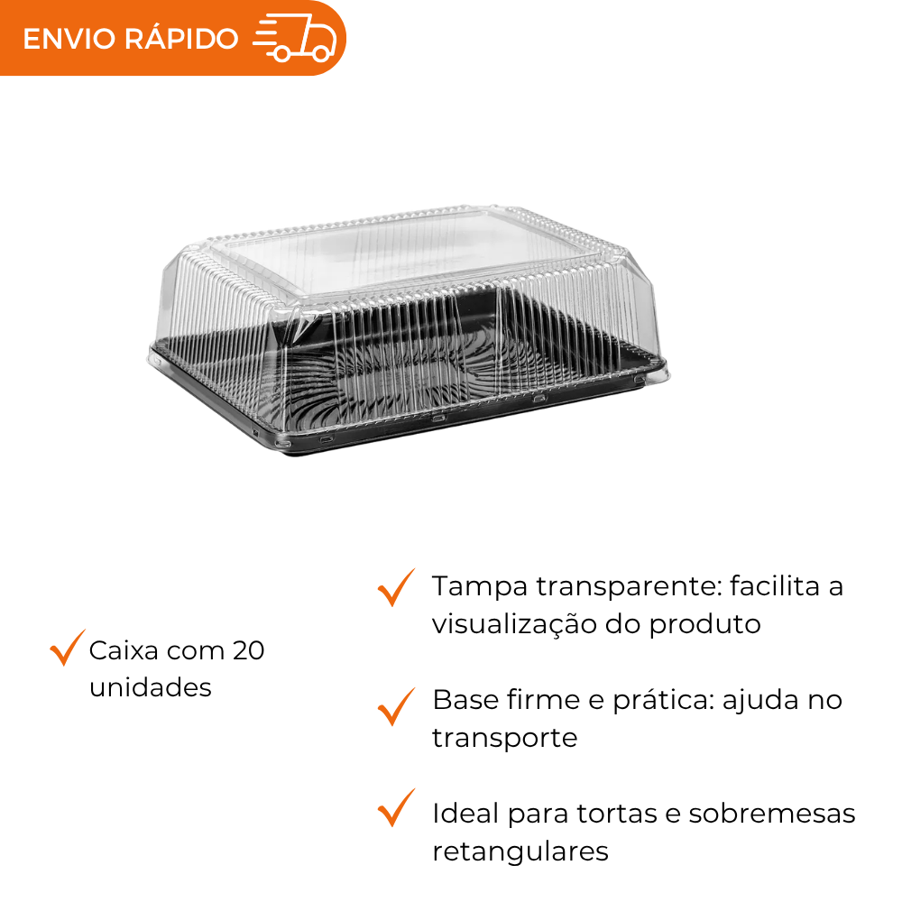 EMBALAGEM PET TORTA RET GR PT - G 70MM - CX C/20