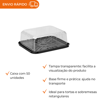 EMBALAGEM PET TORTA RET MINI PT - G 45CT - CX C/50