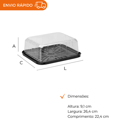 EMBALAGEM PET TORTA RET MINI PT - G 45CT - CX C/50