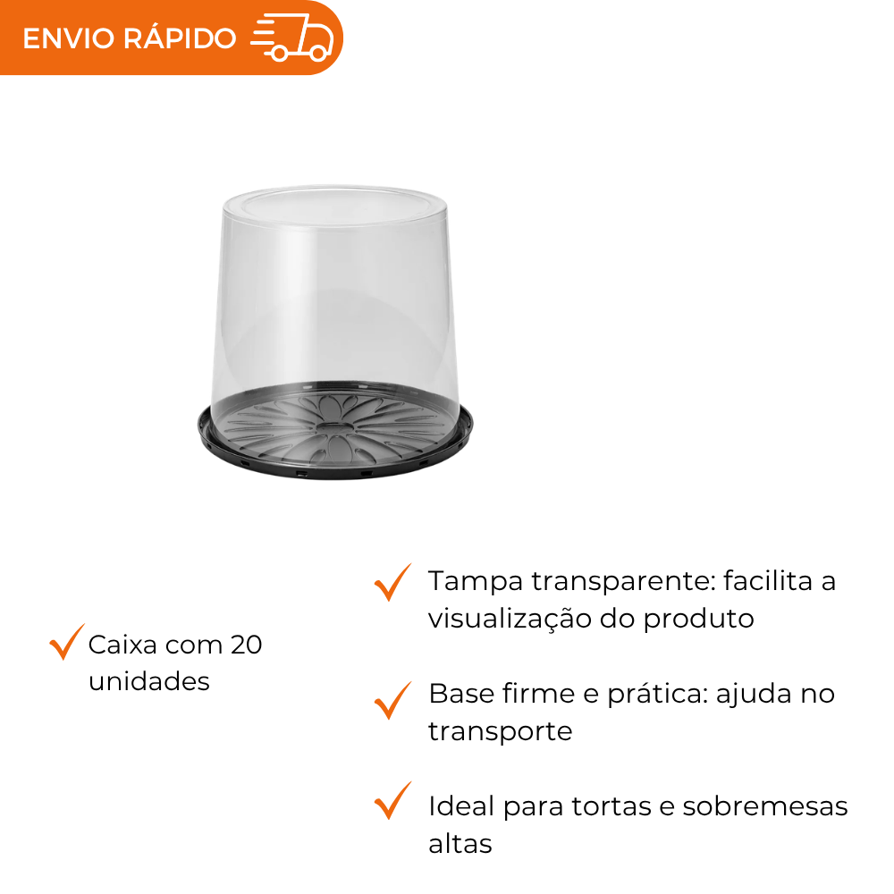 EMBALAGEM PET TORTA ALTA GOURMET G 58CT - CX C/20