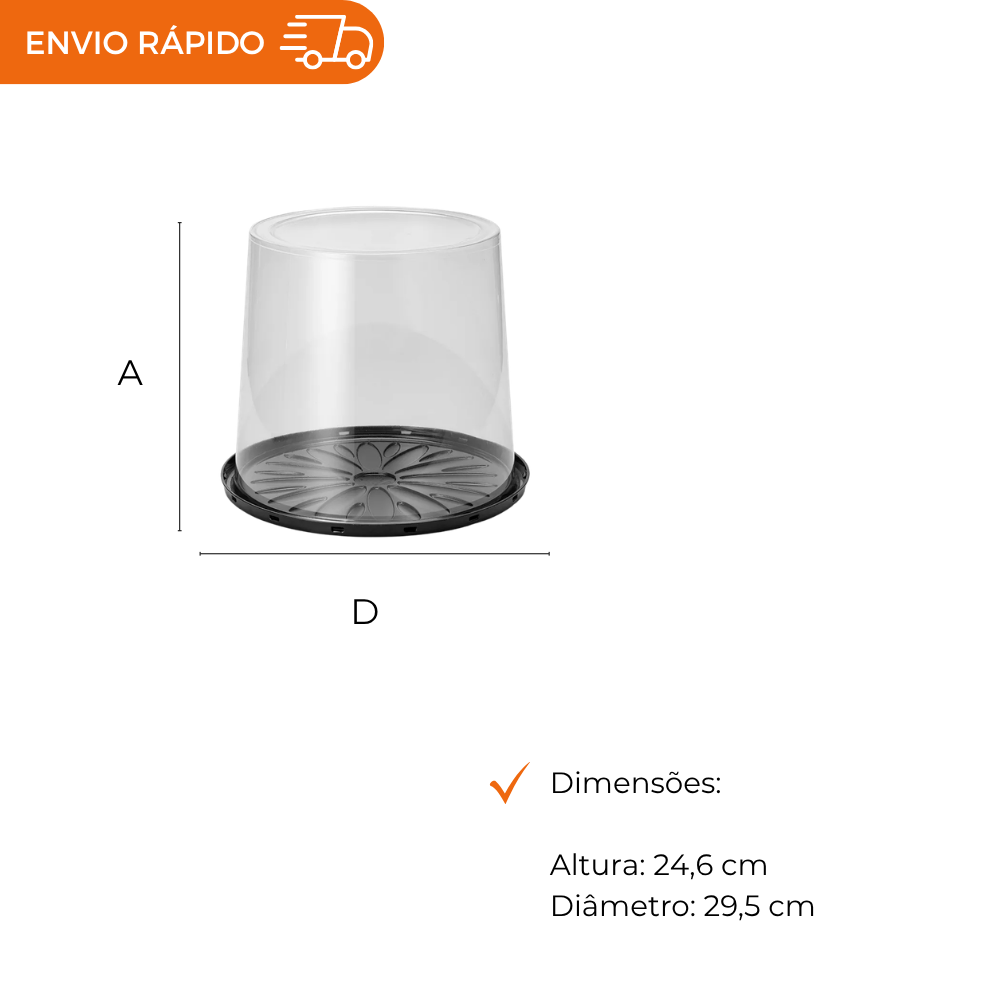 EMBALAGEM PET TORTA ALTA GOURMET G 58CT - CX C/20