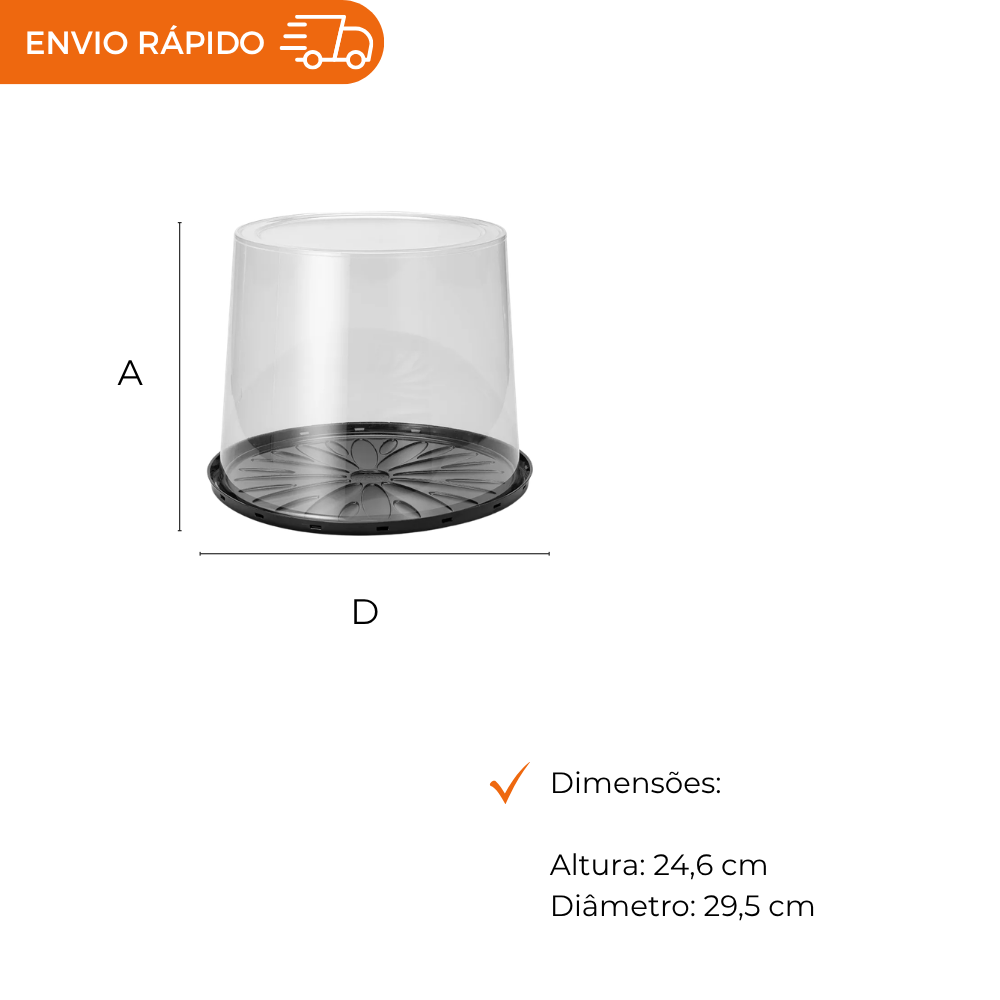 EMBALAGEM PET TORTA ALTA PT - G 59CT - CX C/20