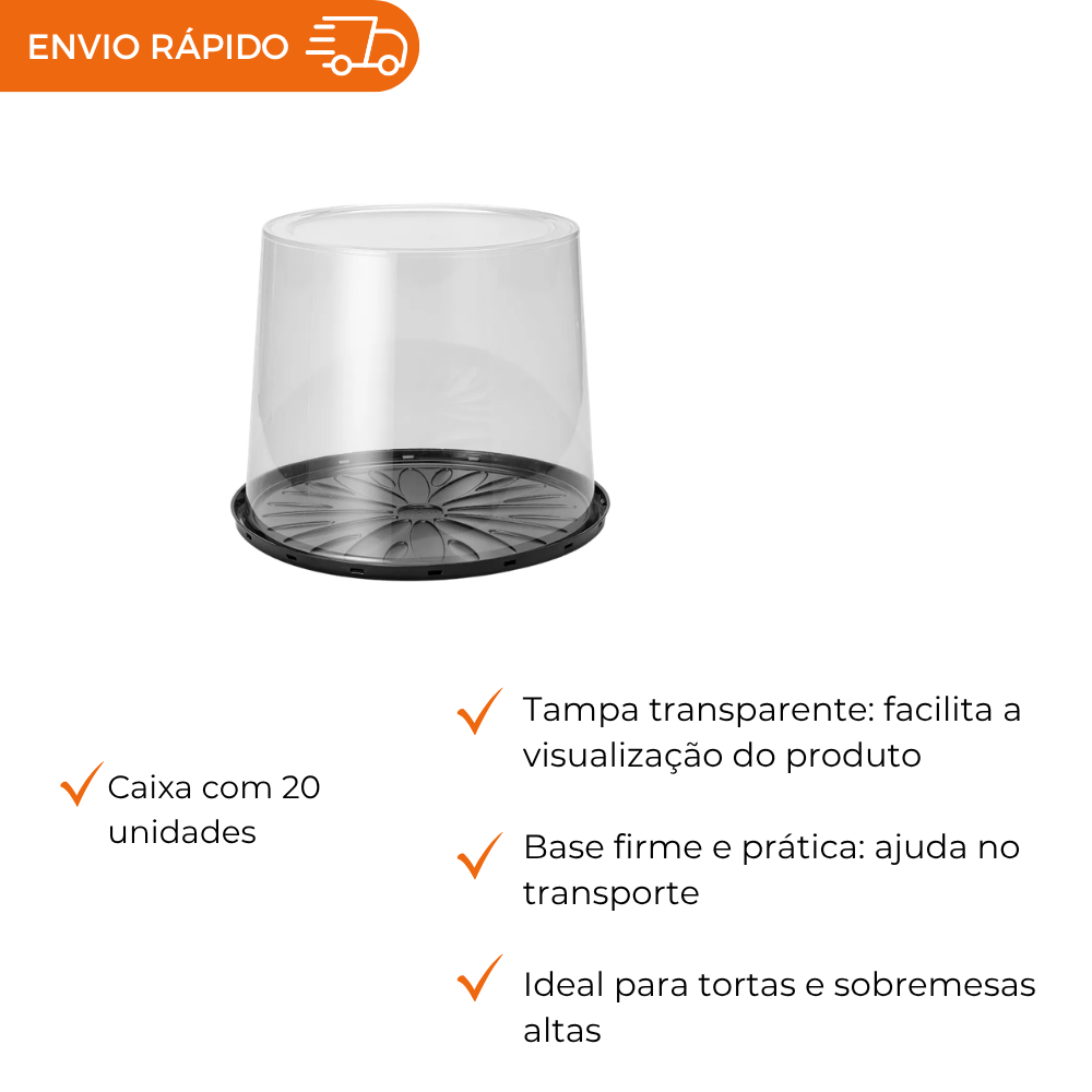 EMBALAGEM PET TORTA ALTA PT - G 59CT - CX C/20