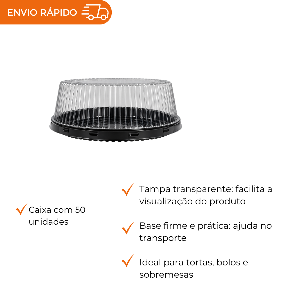 EMBALAGEM PET TORTA MINI PT - D 56M - CX C/50