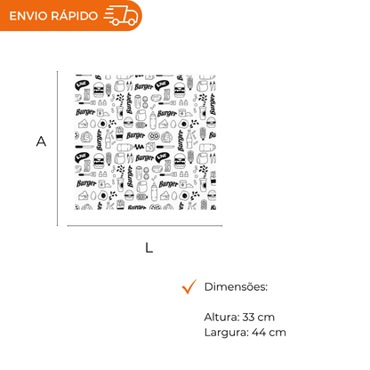 PAPEL ANTI GORDURA P/HAMBURGUER 33X44 - CX C/400