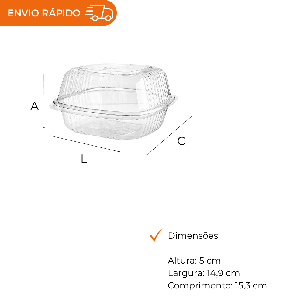 EMBALAGEM PET HAMBURGUEIRA - GA 12 - CX C/100