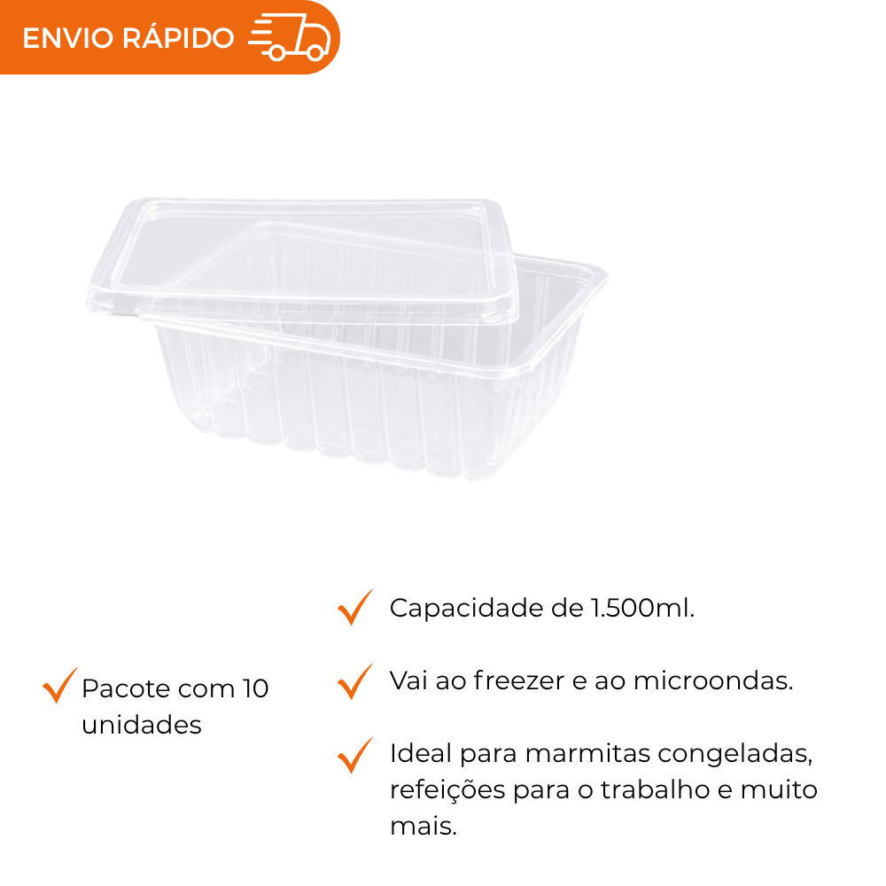 POTE 1500ML C/TAMPA RET PP - KPR-1500 - PC C/10