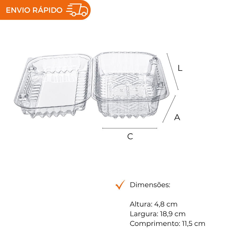 EMBALAGEM PET LEVA DOCE BAIXO - P 08 - CX C/100
